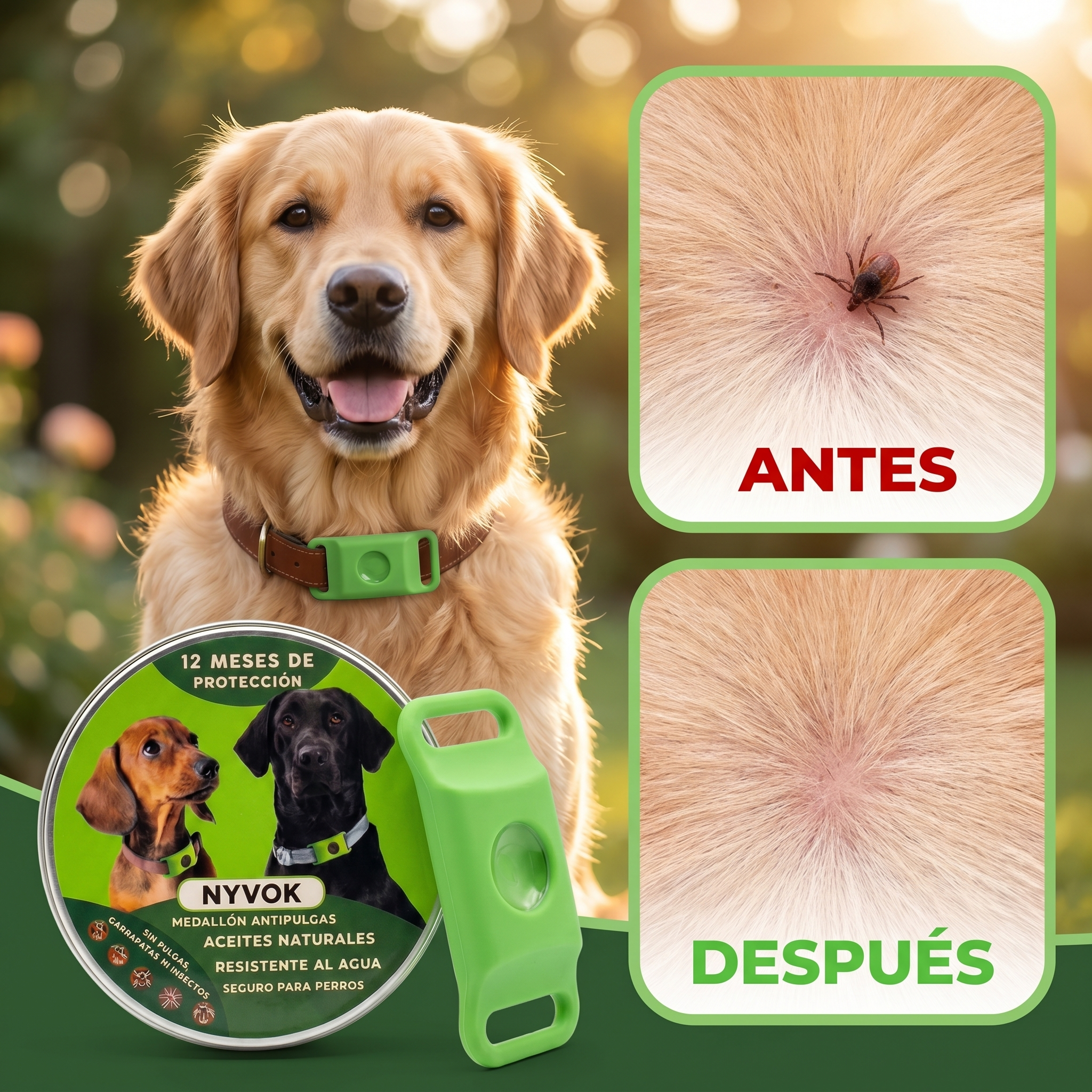 Medallón Antipulgas Para Perros - 12 Meses De Protección